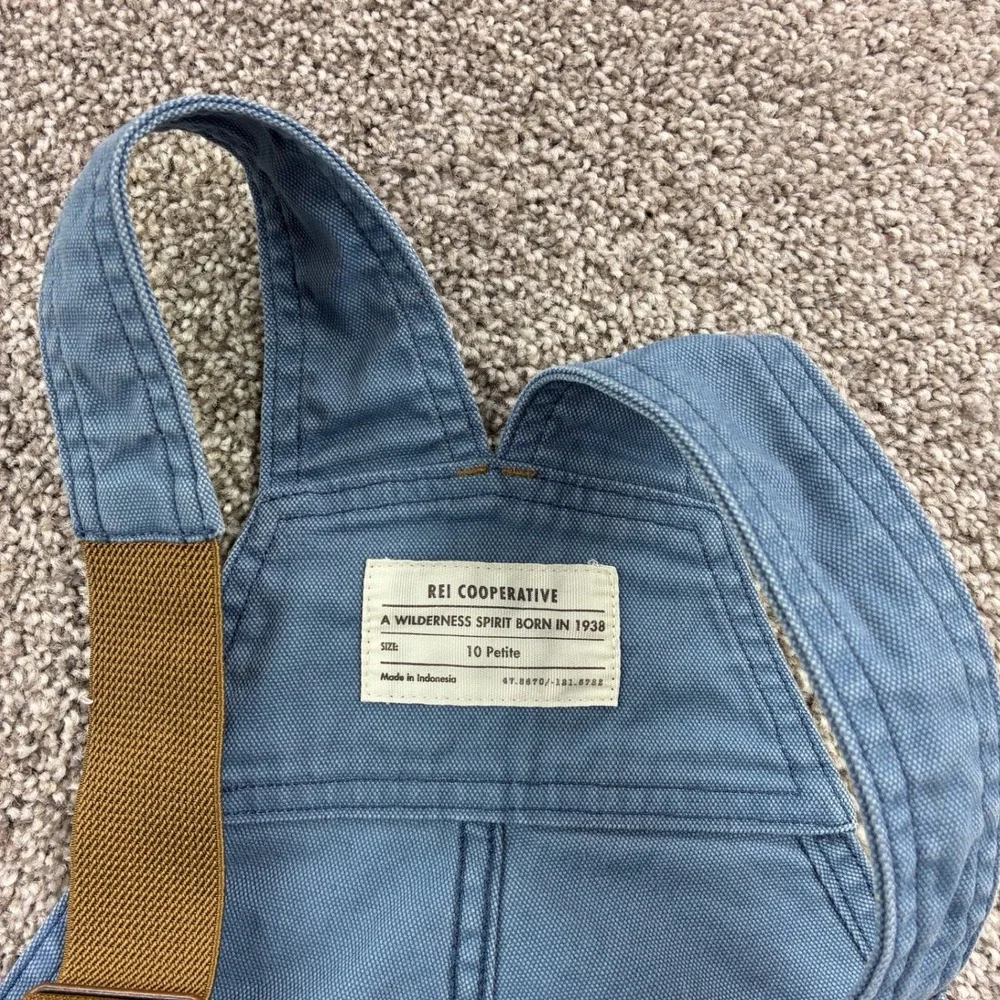 REI Co-op Trailsmith Overalls Women's 10 Petite Blue Cotton Blend 158076
